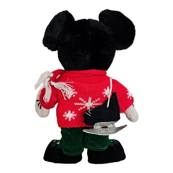 Vintage Disney Holiday Mickey Mouse Sweater & Ice Skates 12" Stuffed Plush Toy - Picture 2 of 10